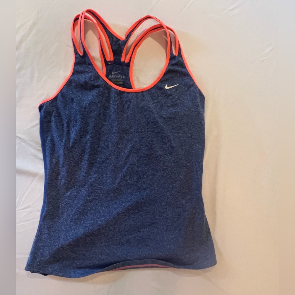 Nike Athletic Tank in Blue with Orange Trim